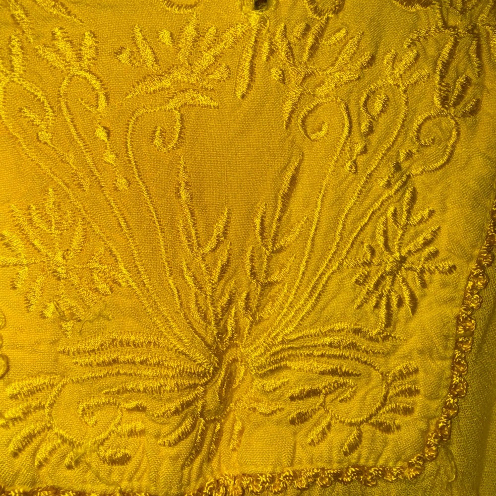L.S.I. Yellow Embroidered Batwing Top - Picture 4 of 6